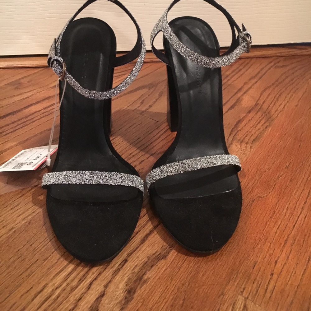 Zara black and silver sandals/heels